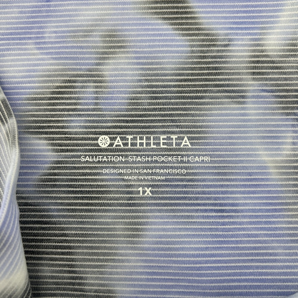 Athleta Capri Leggings Pants Women's 1X Plus Blue Gray Tie Dye Yoga Run Exercise - Picture 5 of 14